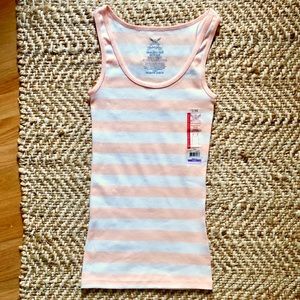 🍑Striped peach & white cotton Tank Top
